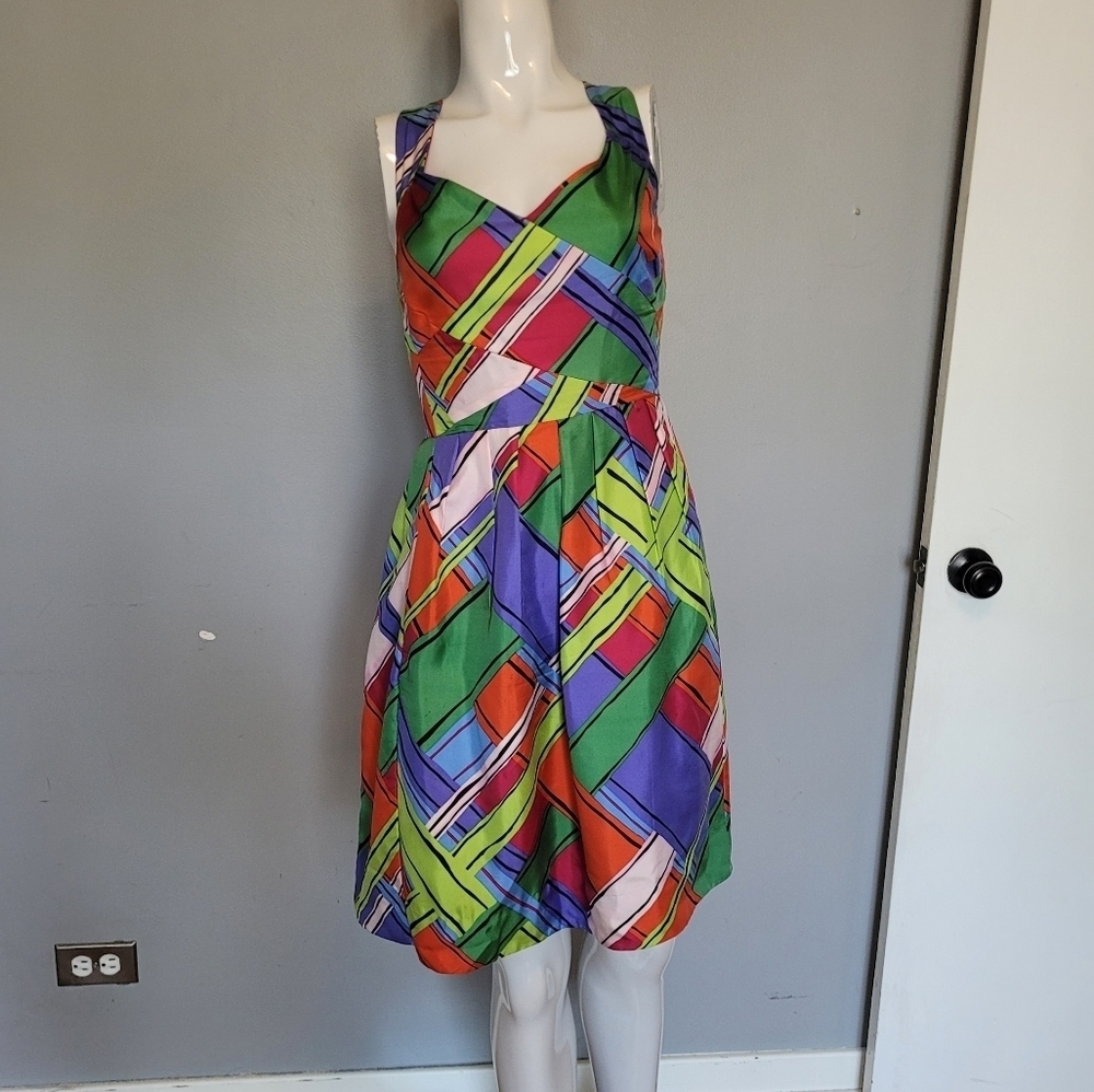 Anthropologie Leifsdottir Silk Plaid Dress, VGUC, Size 12